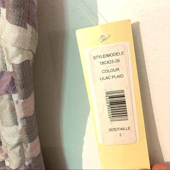 MIKAEL AGHAL‎ Lilac Plaid Dress Sheer Yoke 2 NWT - Picture 3 of 6